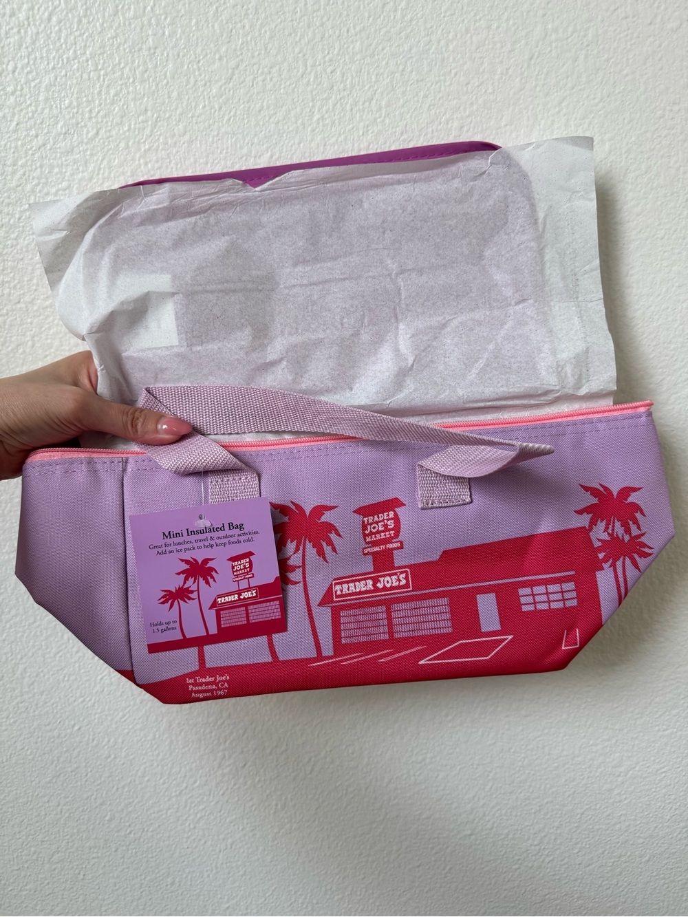 Trader Joe's Collectible Mini Insulated Tote Bag - Pink & Purple